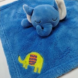 Sandy & Simon Blue Fleece Blue Elephant Lovey Security Blanket 14X14 Lovie Plush